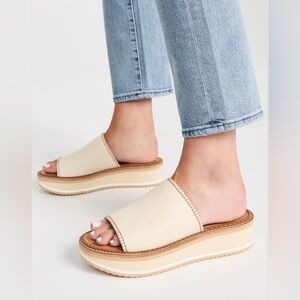 NWOB Clergerie Fastsp Leather Platform Slide Sandals Size 39.5